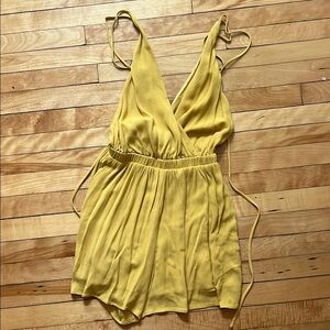Lulu's Yellow Wrap Jumpsuit with Adjustable Straps